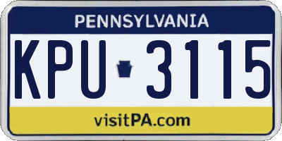 PA license plate KPU3115