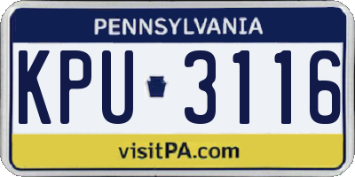 PA license plate KPU3116