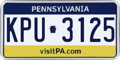 PA license plate KPU3125