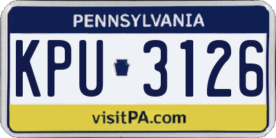 PA license plate KPU3126