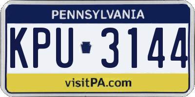 PA license plate KPU3144