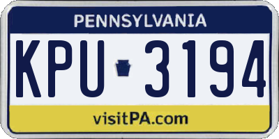 PA license plate KPU3194