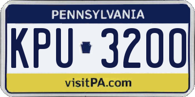 PA license plate KPU3200