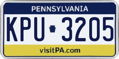 PA license plate KPU3205