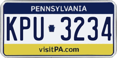 PA license plate KPU3234