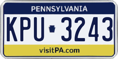 PA license plate KPU3243