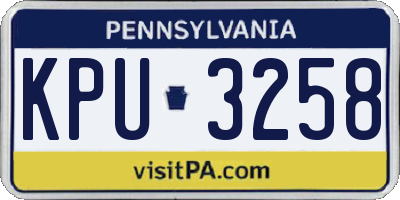 PA license plate KPU3258