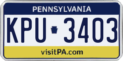PA license plate KPU3403