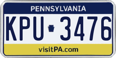 PA license plate KPU3476