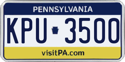 PA license plate KPU3500