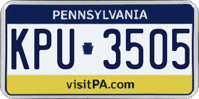 PA license plate KPU3505