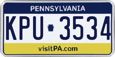 PA license plate KPU3534