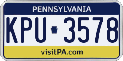 PA license plate KPU3578
