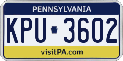 PA license plate KPU3602