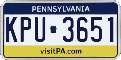 PA license plate KPU3651