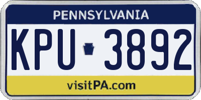 PA license plate KPU3892