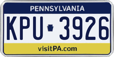 PA license plate KPU3926
