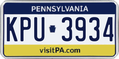 PA license plate KPU3934