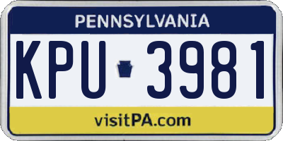 PA license plate KPU3981