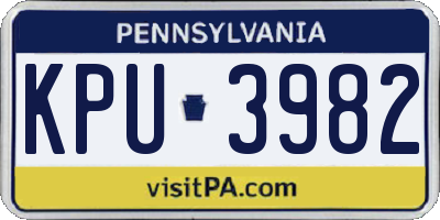 PA license plate KPU3982