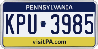 PA license plate KPU3985