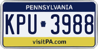 PA license plate KPU3988