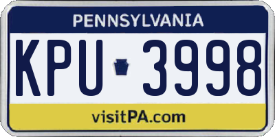 PA license plate KPU3998