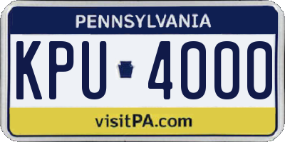 PA license plate KPU4000