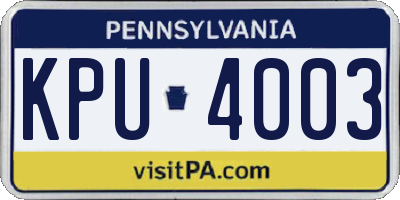 PA license plate KPU4003