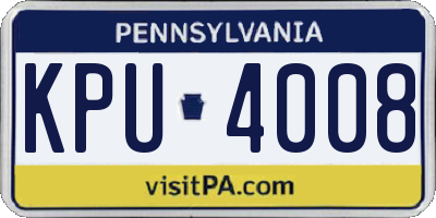 PA license plate KPU4008