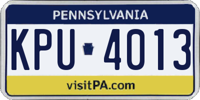 PA license plate KPU4013