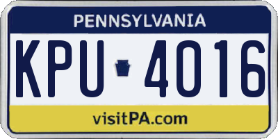 PA license plate KPU4016