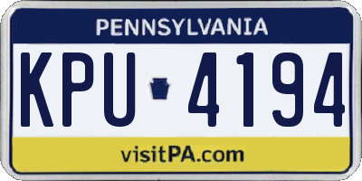 PA license plate KPU4194