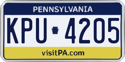 PA license plate KPU4205