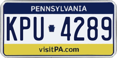 PA license plate KPU4289