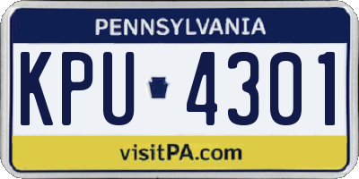 PA license plate KPU4301