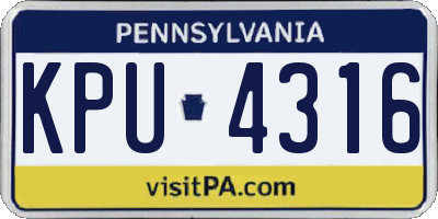 PA license plate KPU4316
