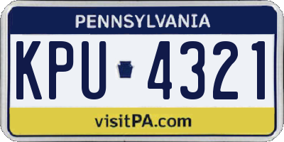 PA license plate KPU4321