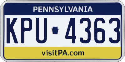 PA license plate KPU4363