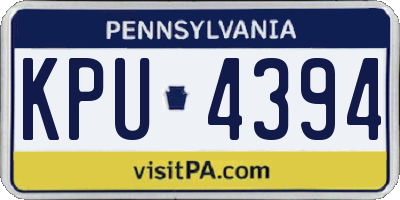 PA license plate KPU4394