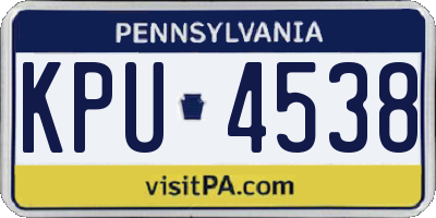 PA license plate KPU4538