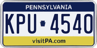 PA license plate KPU4540