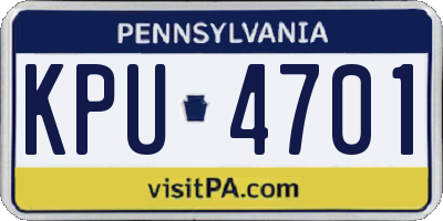 PA license plate KPU4701