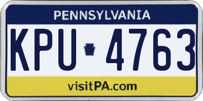 PA license plate KPU4763