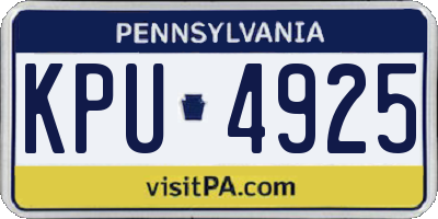 PA license plate KPU4925