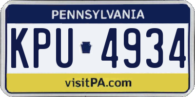 PA license plate KPU4934