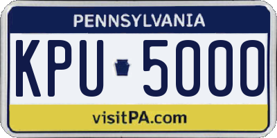 PA license plate KPU5000