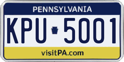PA license plate KPU5001