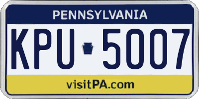 PA license plate KPU5007
