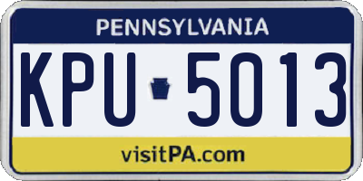 PA license plate KPU5013